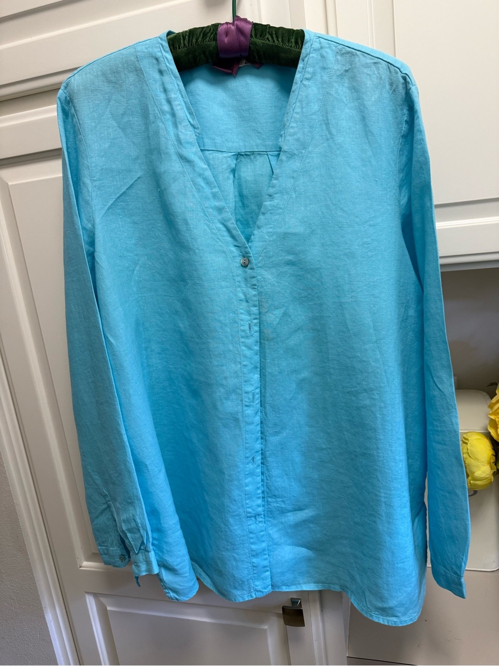 Eileen Fisher Turquoise V-Neck Long Sleeve Tunic